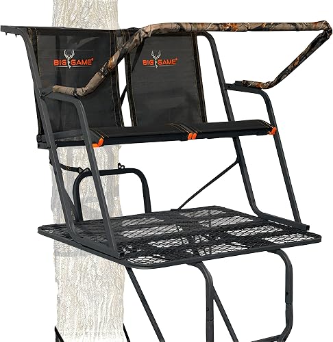Big Game 2-Person Ladder Tree Stand for Hunting Deer, Spector XT, 17' Tall, Black - Adjustable Climb